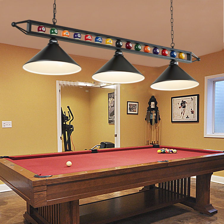 Charlton Home® Jester 3 Light Pool Table Linear Pendant with Wrought